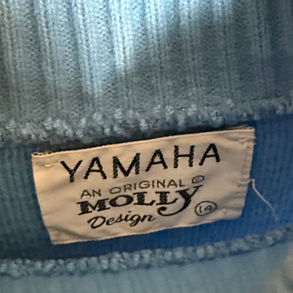 Yamaha Original Molly Design Blue Turtleneck Sweater with Black & White Stripes - Picture 2 of 12